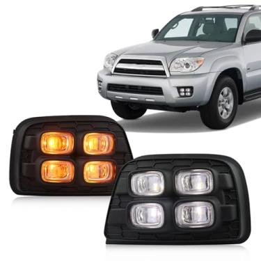 Imagem de GEEGEETOP Switchback Branco/Âmbar LED frontal neblina luz de corrida diurna Flash LED seta recurso acessórios compatíveis com Toyota 4Runner 2006 2007 2008 2009 SR5 Substituição limitada moldura OEM