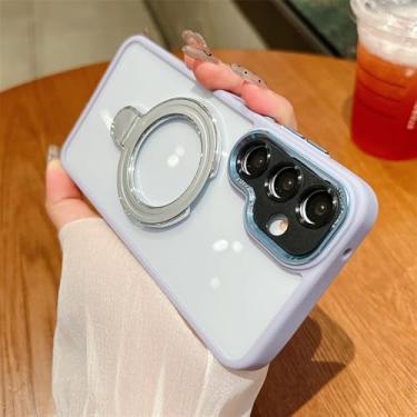 Imagem de Capa de telefone com suporte magnético de metal para Samsung S24 Ultra S23 Plus A55 A54 A35 A34 A25 A15 A14 A13 A12, roxo claro, para Galaxy A35