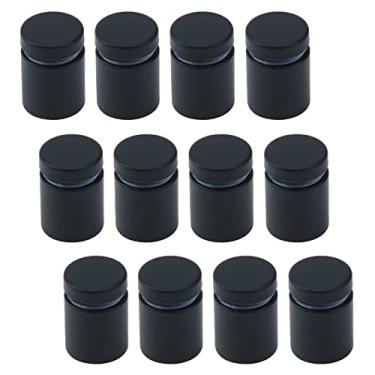 Imagem de Antrader Pacote com 12 parafusos de suporte de parede de prego de vidro isolador de aço inoxidável anunciar placa de fixação, ferragens de montagem, diâmetro de 3/10.2 cm de comprimento, preto fosco