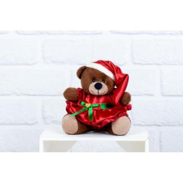 Imagem de Pelúcia de Natal em Forma de Urso 12 cm, Vestido Petit Padrão (PELUCIA MARROM)