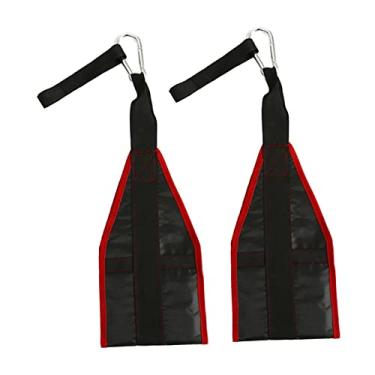 Imagem de Aymzbd Ab Straps Cinto de Suspensão Abdominal S Braço Fitness Exercício Equipamento Barra de Queixo Alças de Levantamento de Peso para Queixo Homens Exercita, vermelho preto