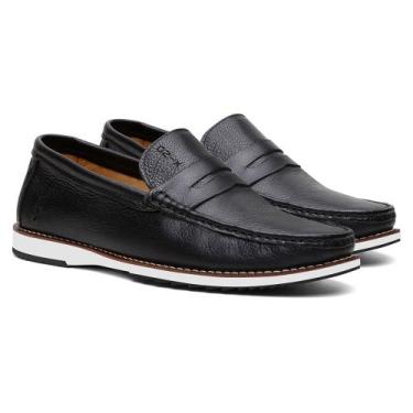 Imagem de Mocassim Dockside Masculino Sapato Oxford Couro Confortável - Onix Sho