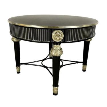 Imagem de Mesa pr Hall Preta Classico Detalhes Folha Ouro - LUXdécor