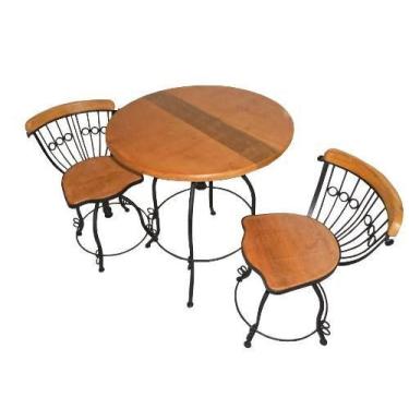Imagem de Jogo de Mesa Com 2 Cadeiras Reguláveis em Madeira e Ferro - Cód 1813 -