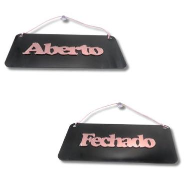 Imagem de Aberto/Fechado em Acrílico - Preto com Rose - Lm Balcoes