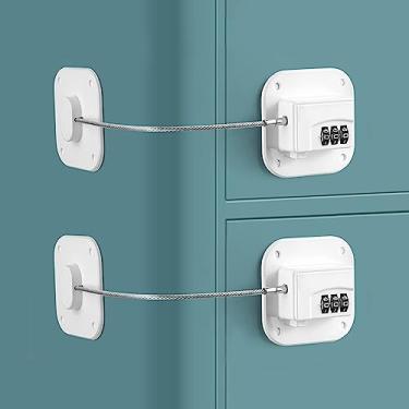 Imagem de Cadeado de geladeira para crianças - protegido por senha, seguro para crianças, fechadura digital sem chave - à prova de crianças, sem necessidade de chaves (branco e quadrado)