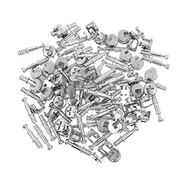 Imagem de ULTECHNOVO Kits de 50 conjuntos de acessórios de conexão de móveis de liga de 28 mm, acessórios de trava de came porcas pré-inseridas 2 em 1 e sortimento de parafusos para berços e beliche Jst