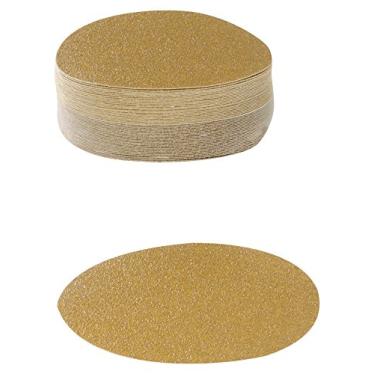 Imagem de Karebac Discos de gancho e laço HS80 em papel leve com óxido de alumínio dourado 80 grãos (pacote com 50), 15 cm