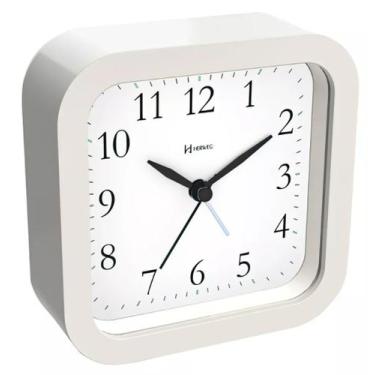 Imagem de Relógio Despertador Quartz Herweg 2645, Silencioso, Branco Fosco