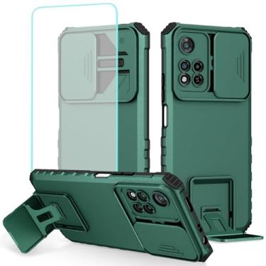 Imagem de Tothedu Capa para Redmi 10/Redmi 10 Prime/Redmi 10 2022 Capa com protetor de tela de vidro temperado e capa de câmera deslizante, capa protetora de telefone resistente com suporte para Xiaomi Redmi 10