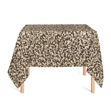 Imagem de Toalha de Mesa Quadrada em Tecido Jacquard Estampado Muro Inglês Folha