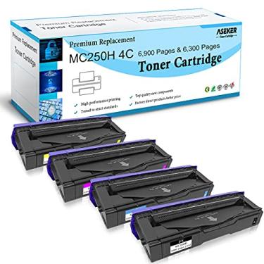 Imagem de ASEKER Cartucho de Toner M C250H Compatível para Ricoh M C250 C250Fw C250Fwb P C300 C300W C301 C301W Impressora de Alta Capacidade 6900 e 6300 Páginas 408336 408337 408338 408339(Bk/C/Y/M, Pacote de 4