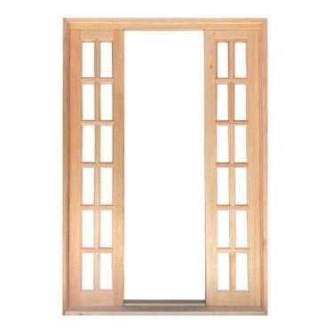 Imagem de Porta Balcão de Correr de Madeira Padrão Cedro Quadriculada Reto Esqua