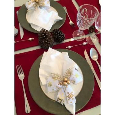 Imagem de Mesa Posta 6Lugares Jogo Americano Festa Decoração Natal - Marphi Come