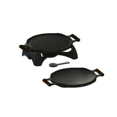 Imagem de Rechaud Redondo Dupla Face Ferro Alça Silicone Preta - Libaneza