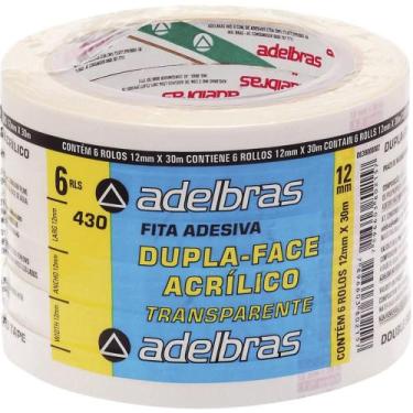 Imagem de Fita Dupla Face Polipropileno 12MMX30MTS - Pacote com 6 - Adelbras