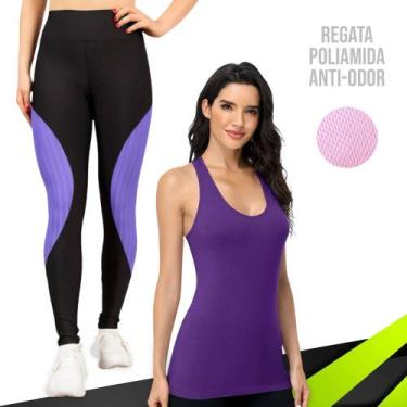 Imagem de Camiseta REGATA DRY FIT MALHA FRIA POLIAMIDA + Calça LEG LEGGING REDIN