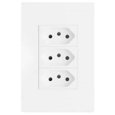 Imagem de Conjunto Tomada Tripla 10A 4X2 Branco Satin Brs12187-8Br