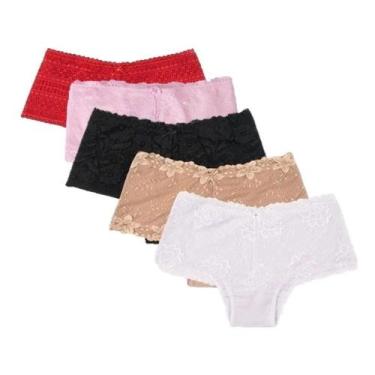 Imagem de Kit 5 Calcinhas Cós Alto Renda Cinta Modeladora de Algodão - ALL FRI, 