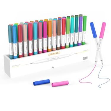 Imagem de DOOHALO Canetas de ponta fina de ponta dupla compatíveis com Cricut Maker 3/4/Explore 3/Air 2 canetas marcadoras com ponta 0,4/1.0, 36 pacotes por conjunto para escrever, desenhar, colorir, arte