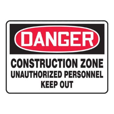 Imagem de Accuform Placa de segurança "Danger Construction Zone - Unauthorized Personnel Keep Out", Aluma-Lite™, 18 x 25 cm (MCRT027XL)