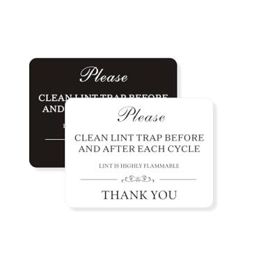 Imagem de Please Clean Placa de armadilha de fiapos, placas magnéticas Airbnb, itens essenciais do Airbnb para anfitriões, placa de lavanderia para convidados (preto + branco, 9 x 12 cm)