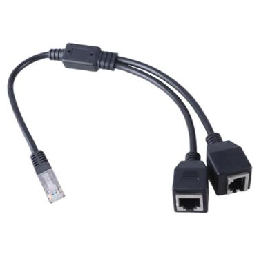 Imagem de QIEIEI Ethernet Splitter RJ45 1 Macho para 2 Fêmeas, 35 cm/13,78 Polegadas, Preto