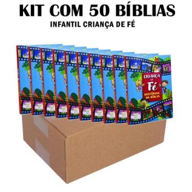Imagem de Kit 50 Bíblias Criança de Fé Infantil Brochura - Nova Edição 14x21 cm 