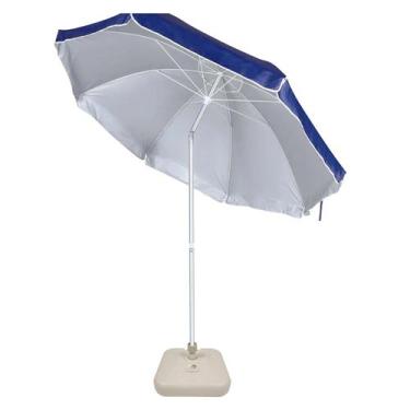 Imagem de Guarda Sol Grande Azul Articulado 2,60m Resistente+Base Para GuardaSol