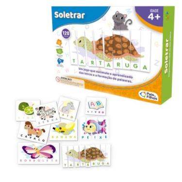 Imagem de Quebra Cabeça Aprendendo Montar Palavras Soletrar Pedagogico - Pais e 