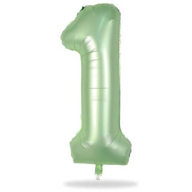 Imagem de Balão Número 1 - Verde Sálvia - 40 Polegadas - Lingqiang