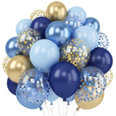 Imagem de Balões de Festa Togvu Azul Marinho e Dourado - 60 Peças de 30cm com Co
