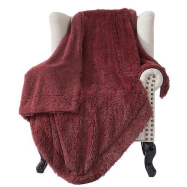 Imagem de Cobertor de Pelúcia Bedsure Vermelho Borgonha - 50x60cm