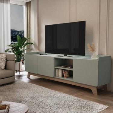 Imagem de Rack para Sala de Estar 200x61x38,5cm Verde/Freijó