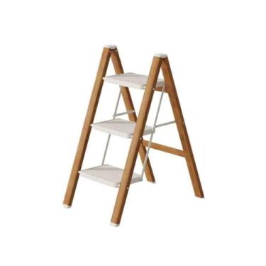 Imagem de Escada dobrável Escada doméstica Escada dobrável Escada de aço carbono espessada Escada pequena Banqueta Interior 3/4 Degraus Escadas multifuncionais Banco de degrau dobrável(Pequeno)