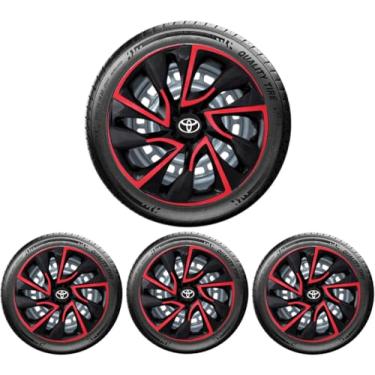 Imagem de Jogo 4 Calotas Esportivas DS4 Preto/Vermelho aro 15 (TOYO)