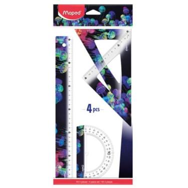 Imagem de Kit Geometrico Deepsea Paradise 1 Regua 2 Esquadros E 1 Transferidor -