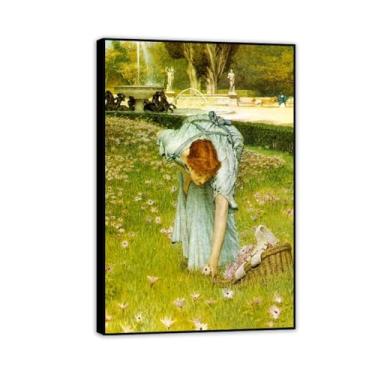 Imagem de Impressão emoldurada preta primavera nos jardins da Villa Borghese por Lawrence Alma Tadema, reprodução de pintura a óleo, impressão giclée em tela, arte de parede pronta para pendurar para decoração