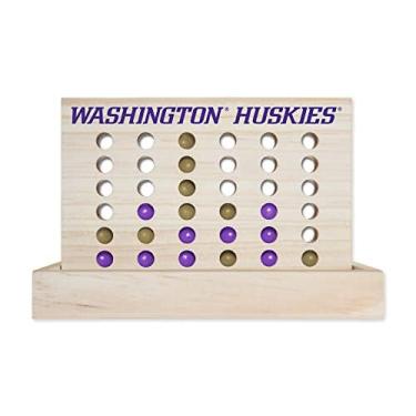 Imagem de Rico Industries NCAA Mini Travel Team 4 in A Row Mini Game- Wooden, Team Colors, 5.5" x 8" (Washington Huskies)