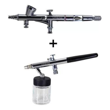Imagem de Kit Aerógrafo Dupla Ação Bico 0.2mm/0.3mm/2ml Aerógrafo De Sucção - UR