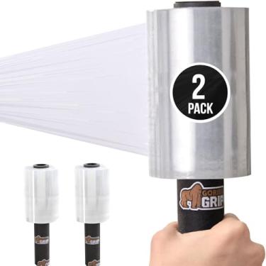 Imagem de GORILLA GRIP Película elástica 500% de plástico resistente, pacote com 2 rolos de envoltório retrátil de 152,4 m, resistente a perfurações, resistência industrial para armazenamento de paletes