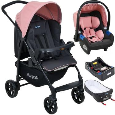 Imagem de Carrinho Burigotto Ecco com Bebe Conforto Base Ninho cz Rosa