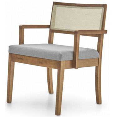 Imagem de Poltrona MH-3793 Herval Madeira Maciça com Palha Natural Estafado Linho Cinza C