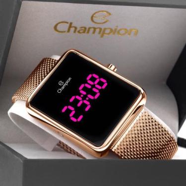 Imagem de Relogio Digital Feminino Champion melhor Led Rosa CH40080H
