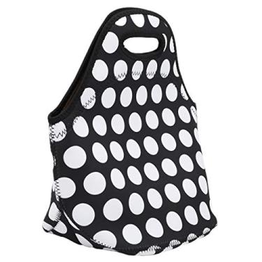Imagem de Bolsa de Lancheira Térmica Isolada Bolsa de Lancheira Neoprene para Acampamento Piquenique Grandes Pontos Coloridos (Círculo preto e branco)