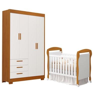 Imagem de Jogo de Quarto Infantil Guarda Roupa Zaki e Berço Mini Cama Danny - Reller Móveis
