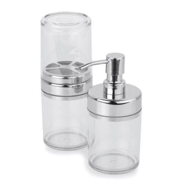 Imagem de Kit Banheiro Acessórios Pia Acquaset Transparente 2 Peças