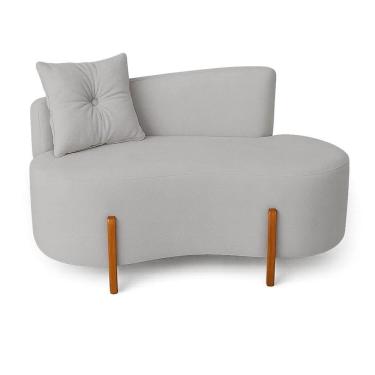 Imagem de Sofá Orgânico Divã Boucle Com Pés De Madeira 7 Decor Prata