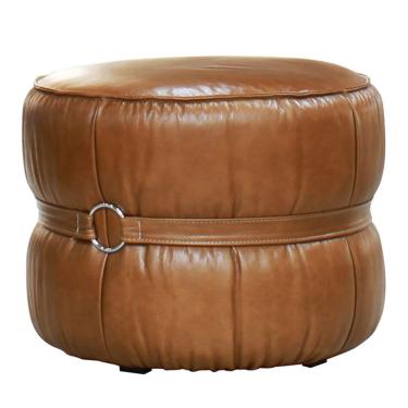 Imagem de Puff Sala de Estar Rene Debrum Couro Marrom Claro Gran Belo