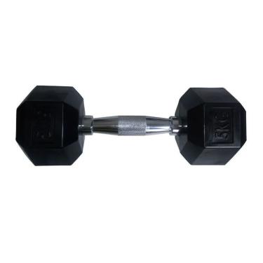 Imagem de Halteres Sextavado Injetado Com Pegada Cromada 5,0kg